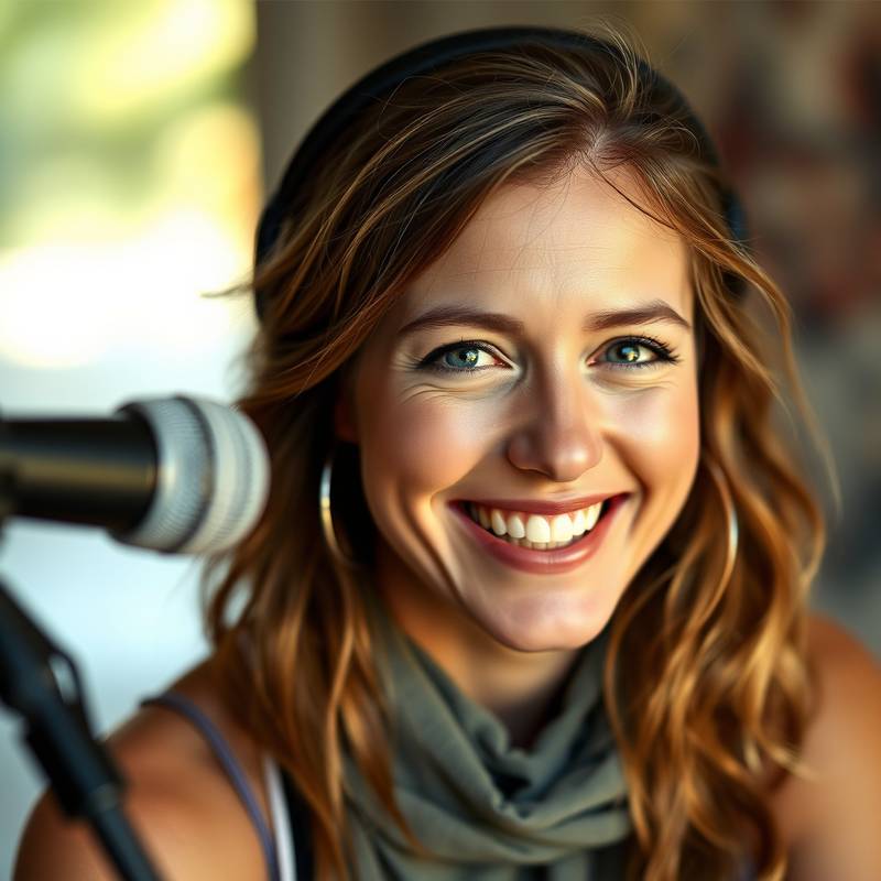 Portræt af Sofie Larsen, en glad musikproducer